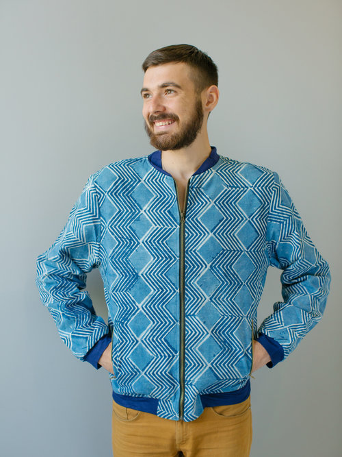 Бомбер Block Print_синій зіг-заг