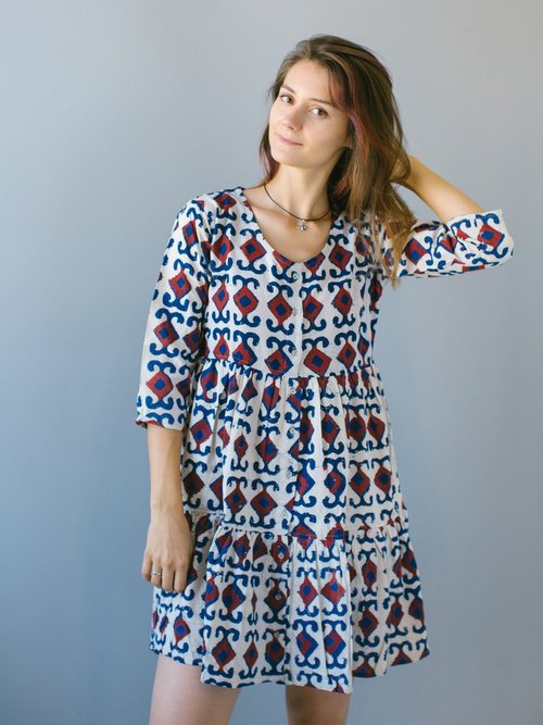 Сукня Block Print_синій узор
